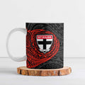 Personalized St Kilda Saints Polynesian Ceramic Mug Tribal Chest and Sleeve Tattoo Heritage Warrior