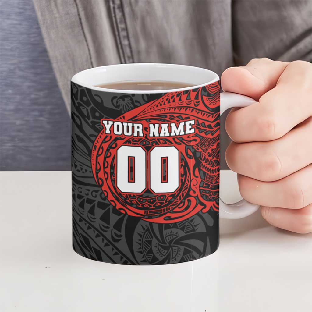 Personalized St Kilda Saints Polynesian Ceramic Mug Tribal Chest and Sleeve Tattoo Heritage Warrior