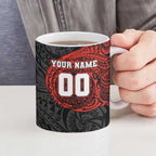 Personalized St Kilda Saints Polynesian Ceramic Mug Tribal Chest and Sleeve Tattoo Heritage Warrior