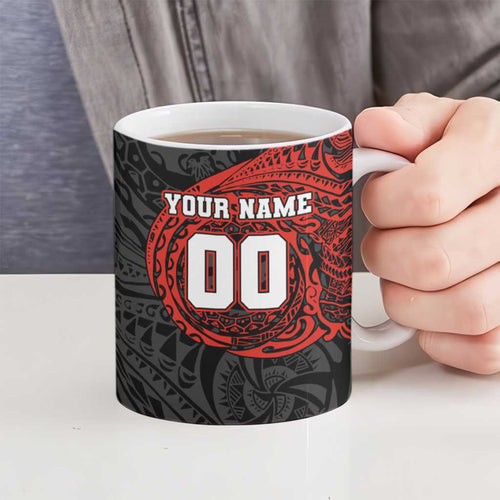 Personalized St Kilda Saints Polynesian Ceramic Mug Tribal Chest and Sleeve Tattoo Heritage Warrior
