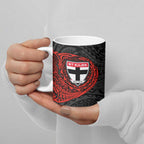 Personalized St Kilda Saints Polynesian Ceramic Mug Tribal Chest and Sleeve Tattoo Heritage Warrior