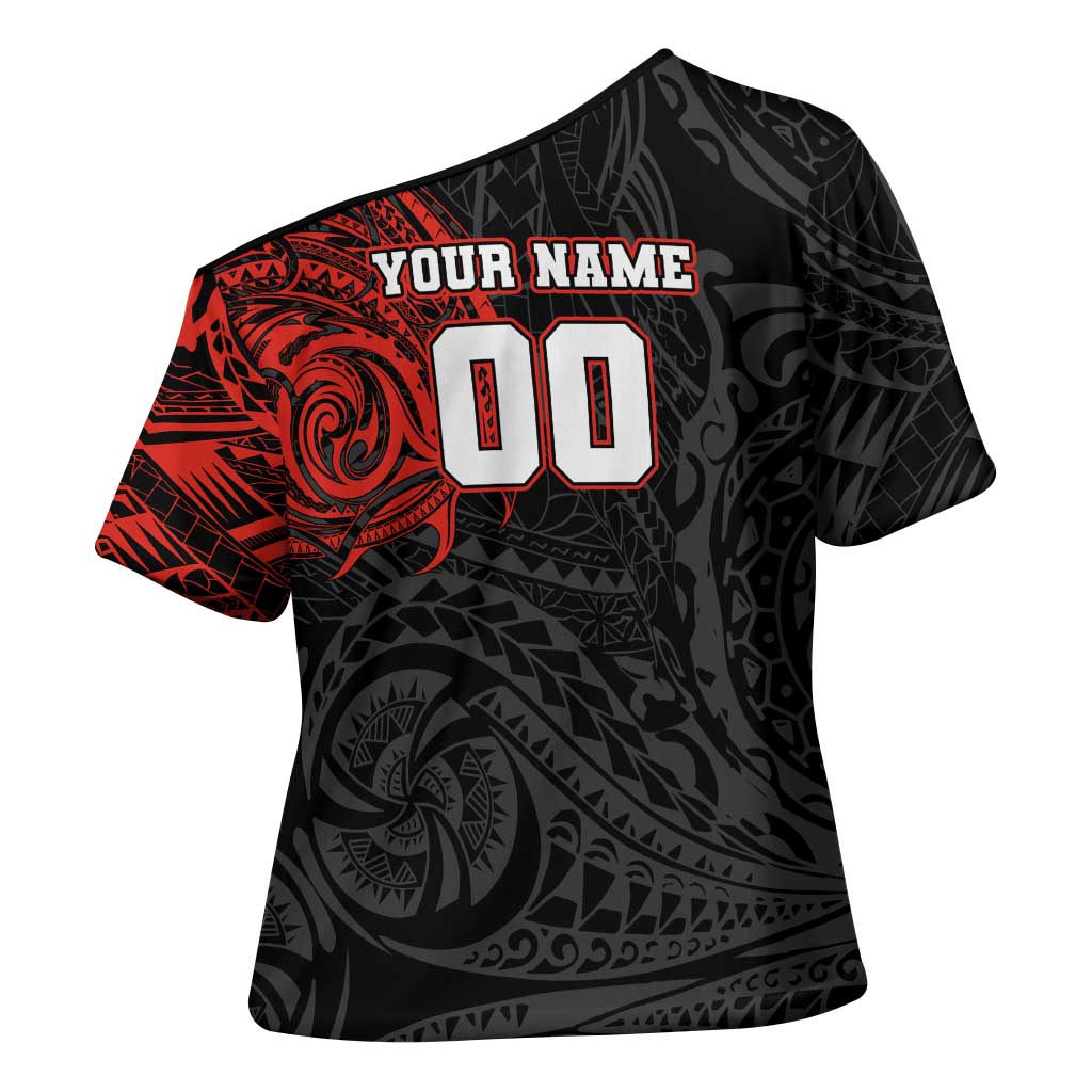 Personalized St Kilda Saints Polynesian Cross Shoulder Shirt Tribal Chest and Sleeve Tattoo Heritage Warrior