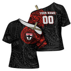 Personalized St Kilda Saints Polynesian Cross Shoulder Shirt Tribal Chest and Sleeve Tattoo Heritage Warrior