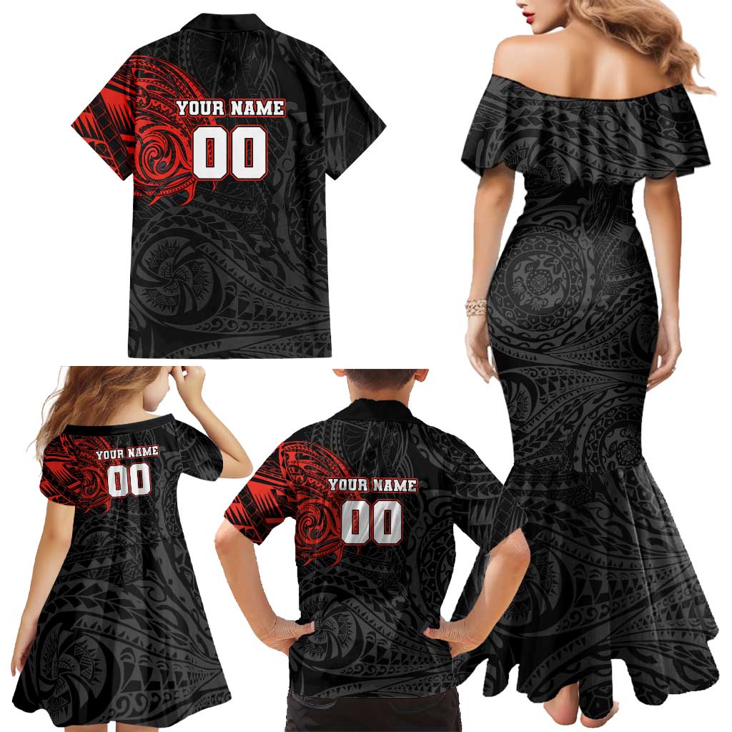 Personalized St Kilda Saints Polynesian Family Matching Mermaid Dress and Hawaiian Shirt Tribal Chest and Sleeve Tattoo Heritage Warrior