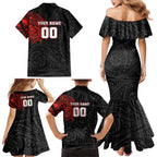 Personalized St Kilda Saints Polynesian Family Matching Mermaid Dress and Hawaiian Shirt Tribal Chest and Sleeve Tattoo Heritage Warrior
