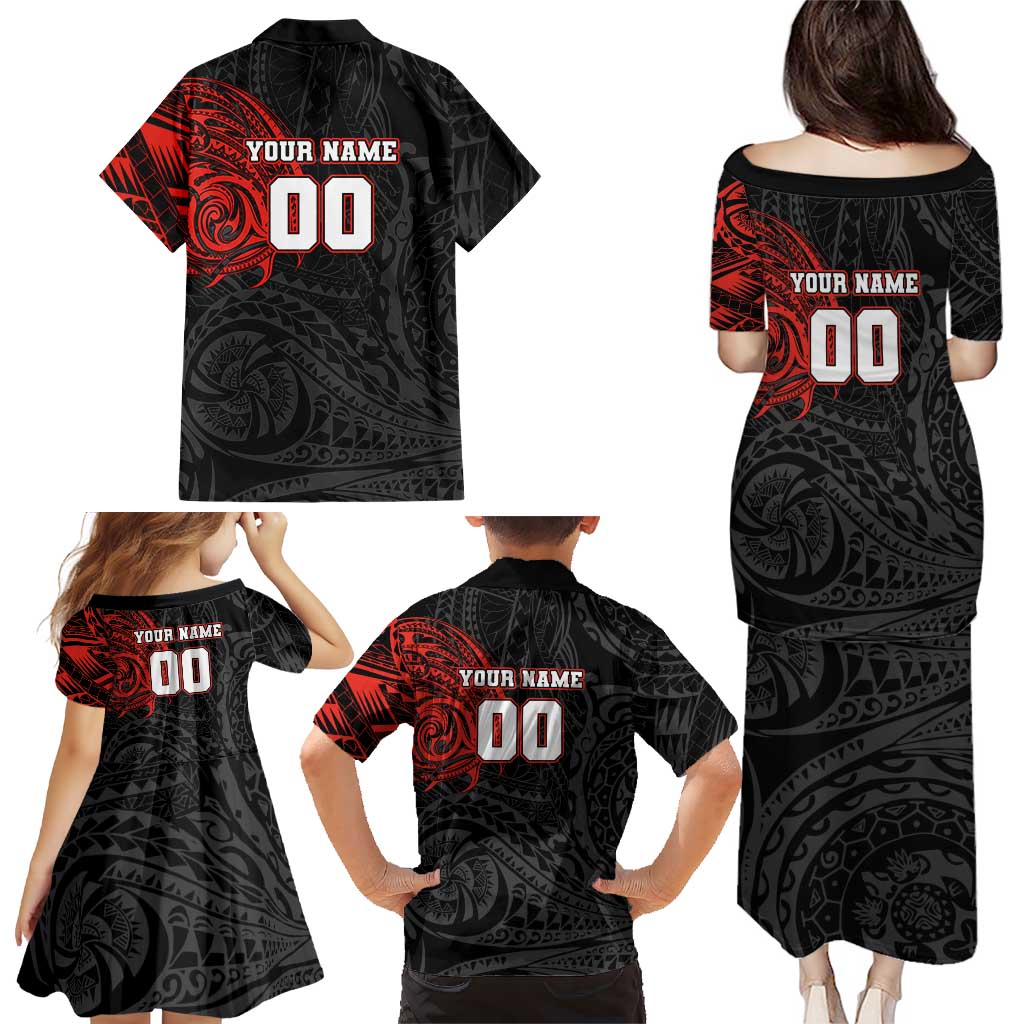 Personalized St Kilda Saints Polynesian Family Matching Puletasi and Hawaiian Shirt Tribal Chest and Sleeve Tattoo Heritage Warrior