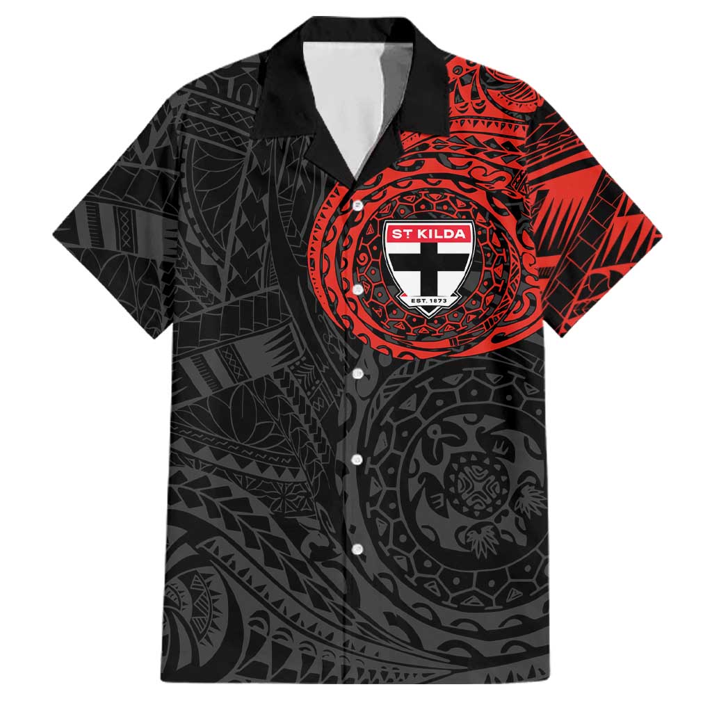 Personalized St Kilda Saints Polynesian Family Matching Puletasi and Hawaiian Shirt Tribal Chest and Sleeve Tattoo Heritage Warrior