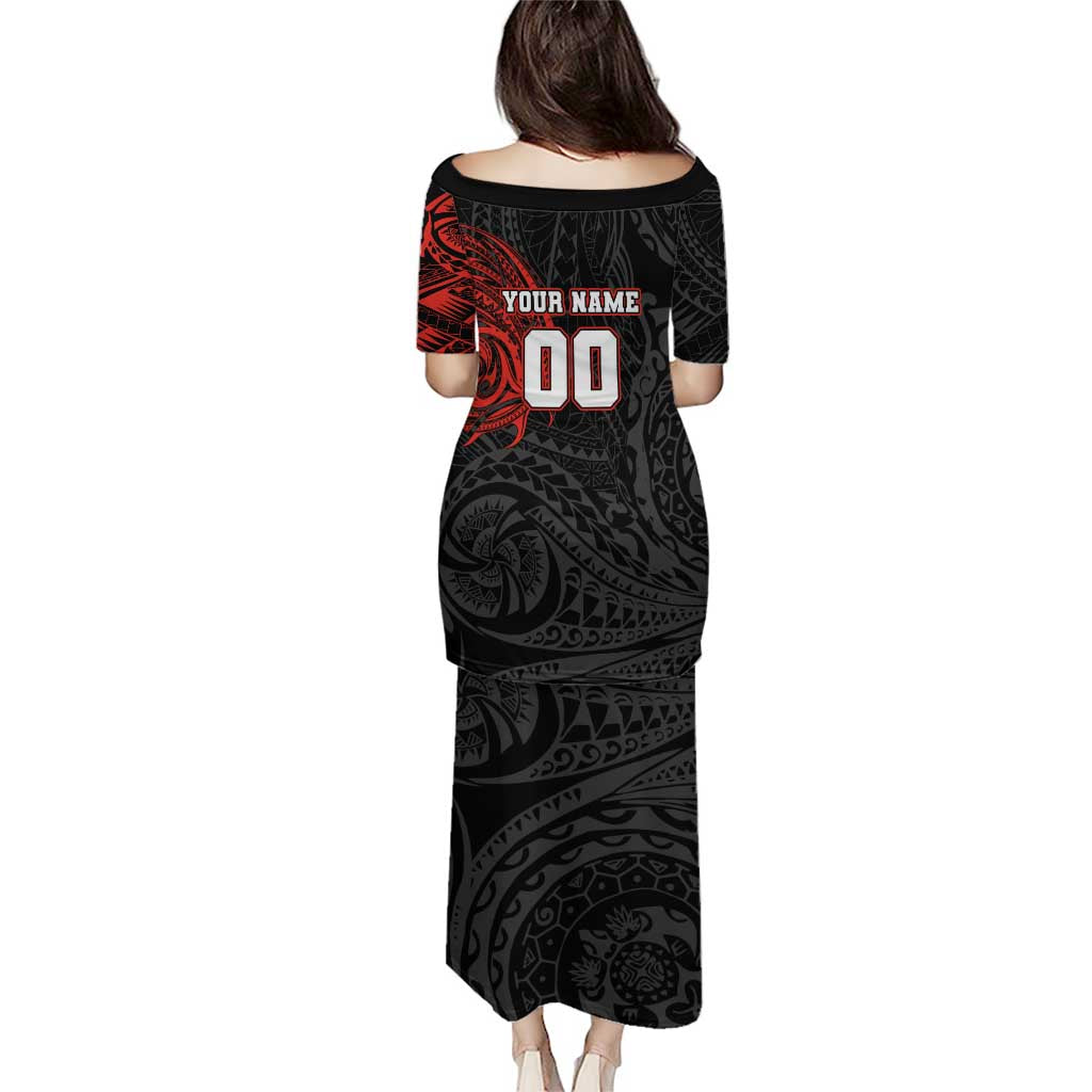 Personalized St Kilda Saints Polynesian Family Matching Puletasi and Hawaiian Shirt Tribal Chest and Sleeve Tattoo Heritage Warrior