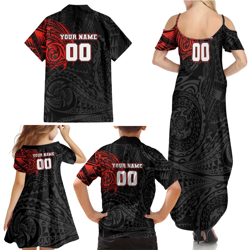 Personalized St Kilda Saints Polynesian Family Matching Summer Maxi Dress and Hawaiian Shirt Tribal Chest and Sleeve Tattoo Heritage Warrior