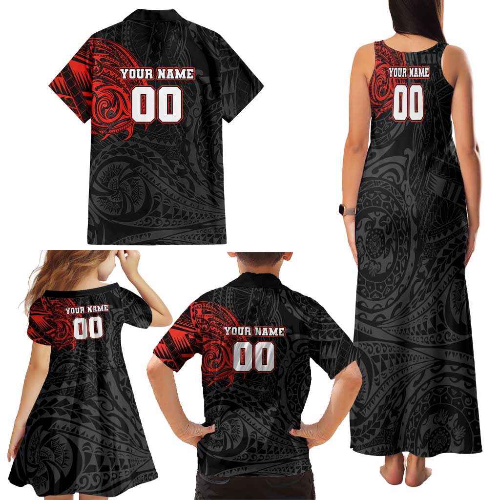 Personalized St Kilda Saints Polynesian Family Matching Tank Maxi Dress and Hawaiian Shirt Tribal Chest and Sleeve Tattoo Heritage Warrior