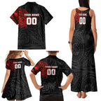 Personalized St Kilda Saints Polynesian Family Matching Tank Maxi Dress and Hawaiian Shirt Tribal Chest and Sleeve Tattoo Heritage Warrior