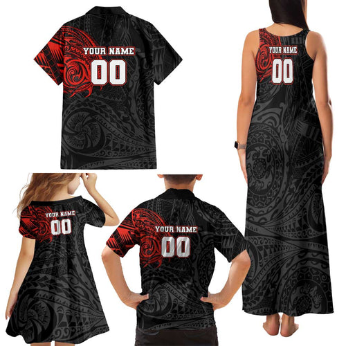 Personalized St Kilda Saints Polynesian Family Matching Tank Maxi Dress and Hawaiian Shirt Tribal Chest and Sleeve Tattoo Heritage Warrior