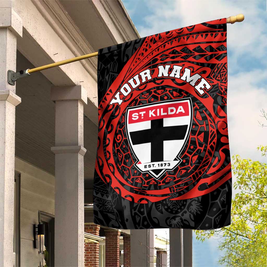 Personalized St Kilda Saints Polynesian Garden Flag Tribal Chest and Sleeve Tattoo Heritage Warrior
