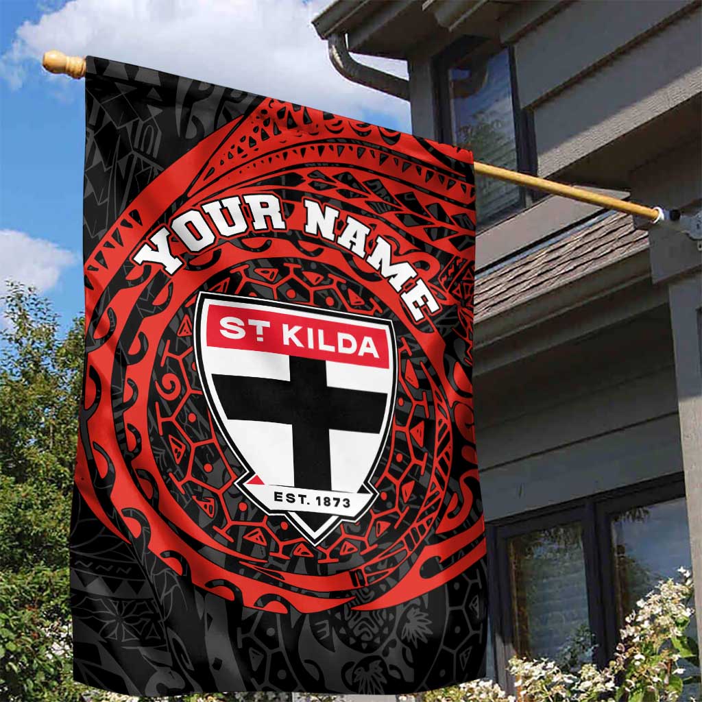 Personalized St Kilda Saints Polynesian Garden Flag Tribal Chest and Sleeve Tattoo Heritage Warrior