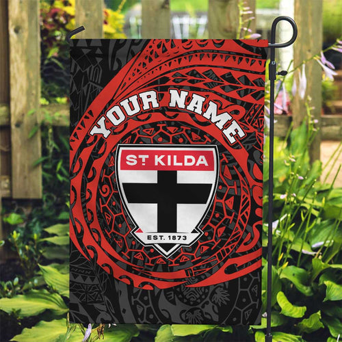 Personalized St Kilda Saints Polynesian Garden Flag Tribal Chest and Sleeve Tattoo Heritage Warrior