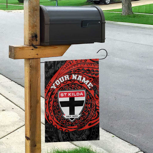 Personalized St Kilda Saints Polynesian Garden Flag Tribal Chest and Sleeve Tattoo Heritage Warrior