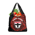 Personalized St Kilda Saints Polynesian Grocery Bag Tribal Chest and Sleeve Tattoo Heritage Warrior