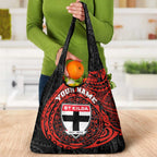 Personalized St Kilda Saints Polynesian Grocery Bag Tribal Chest and Sleeve Tattoo Heritage Warrior