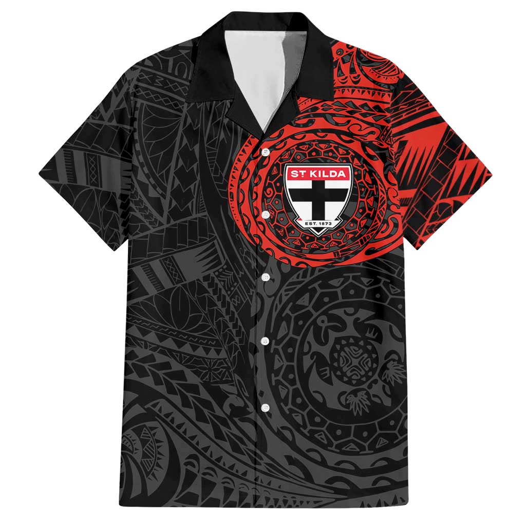 Personalized St Kilda Saints Polynesian Hawaiian Shirt Tribal Chest and Sleeve Tattoo Heritage Warrior