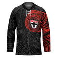 Personalized St Kilda Saints Polynesian Hockey Jersey Tribal Chest and Sleeve Tattoo Heritage Warrior