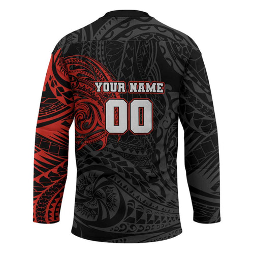 Personalized St Kilda Saints Polynesian Hockey Jersey Tribal Chest and Sleeve Tattoo Heritage Warrior