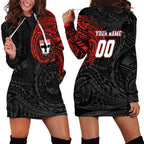 Personalized St Kilda Saints Polynesian Hoodie Dress Tribal Chest and Sleeve Tattoo Heritage Warrior