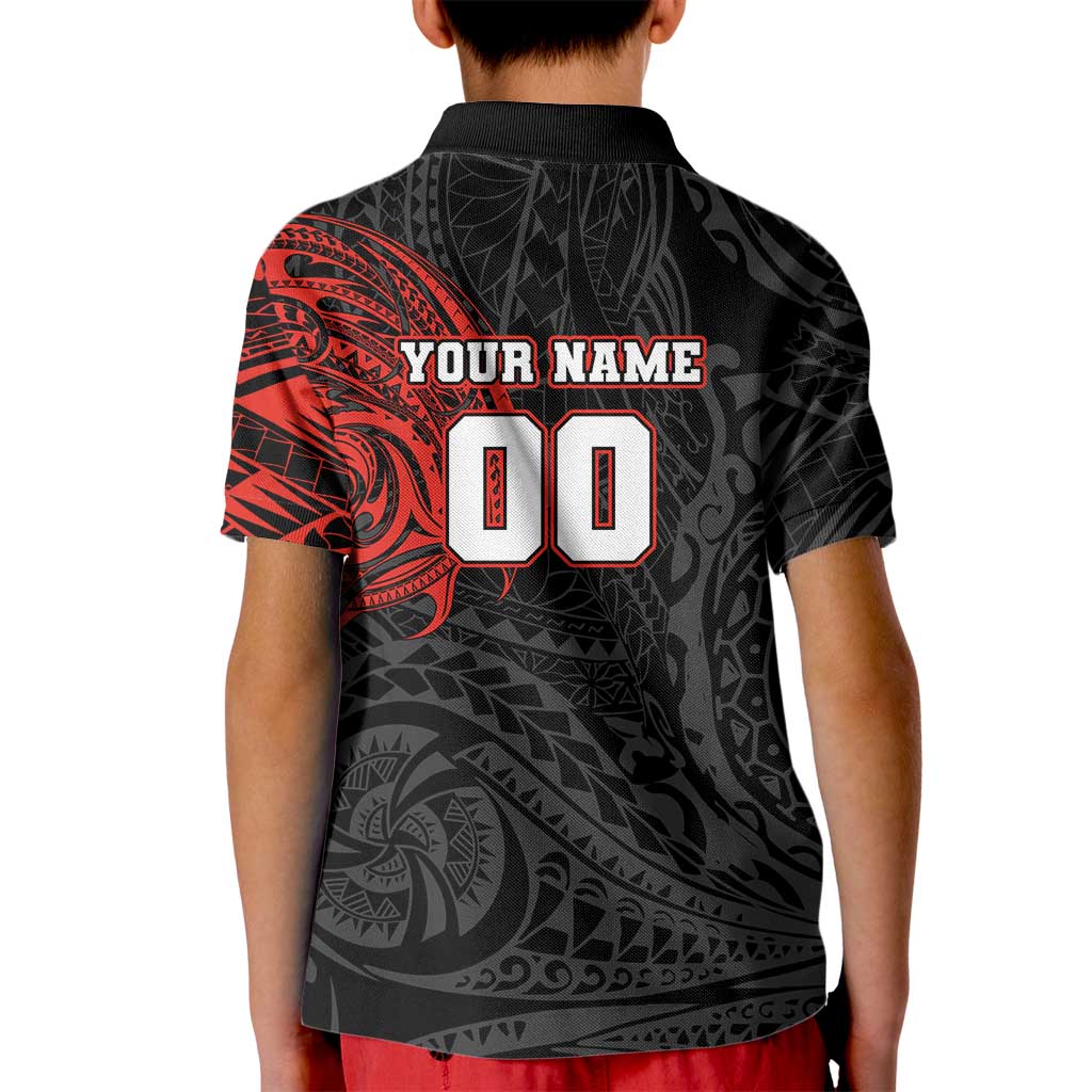 Personalized St Kilda Saints Polynesian Kid Polo Shirt Tribal Chest and Sleeve Tattoo Heritage Warrior