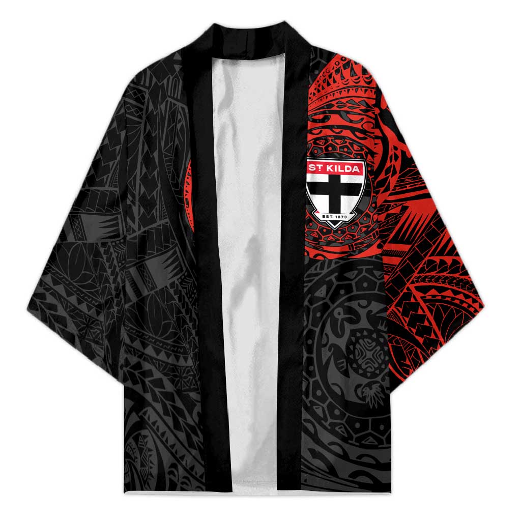 Personalized St Kilda Saints Polynesian Kimono Tribal Chest and Sleeve Tattoo Heritage Warrior