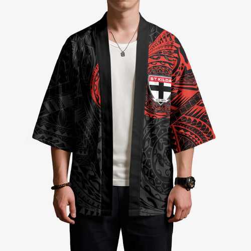 Personalized St Kilda Saints Polynesian Kimono Tribal Chest and Sleeve Tattoo Heritage Warrior