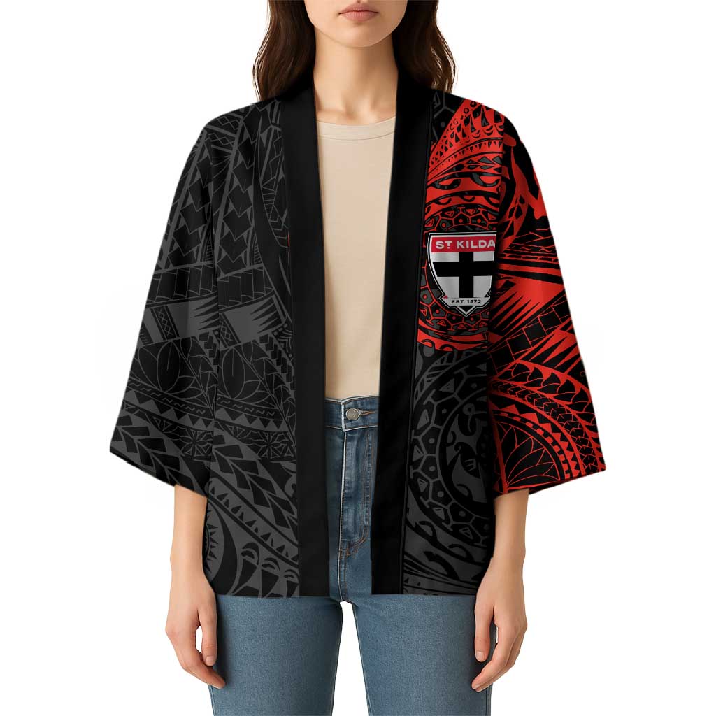 Personalized St Kilda Saints Polynesian Kimono Tribal Chest and Sleeve Tattoo Heritage Warrior