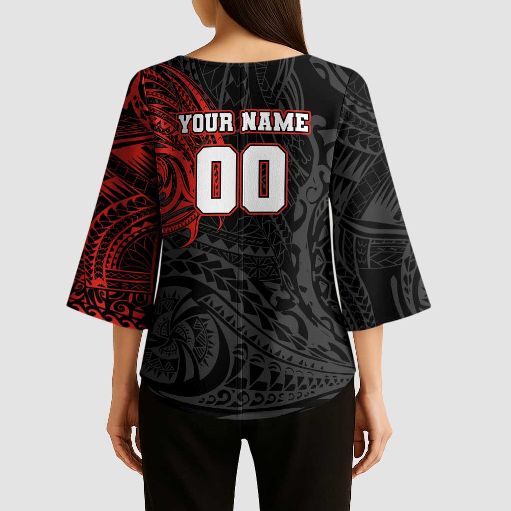 Personalized St Kilda Saints Polynesian Kimono Sleeve Blouse Tribal Chest and Sleeve Tattoo Heritage Warrior