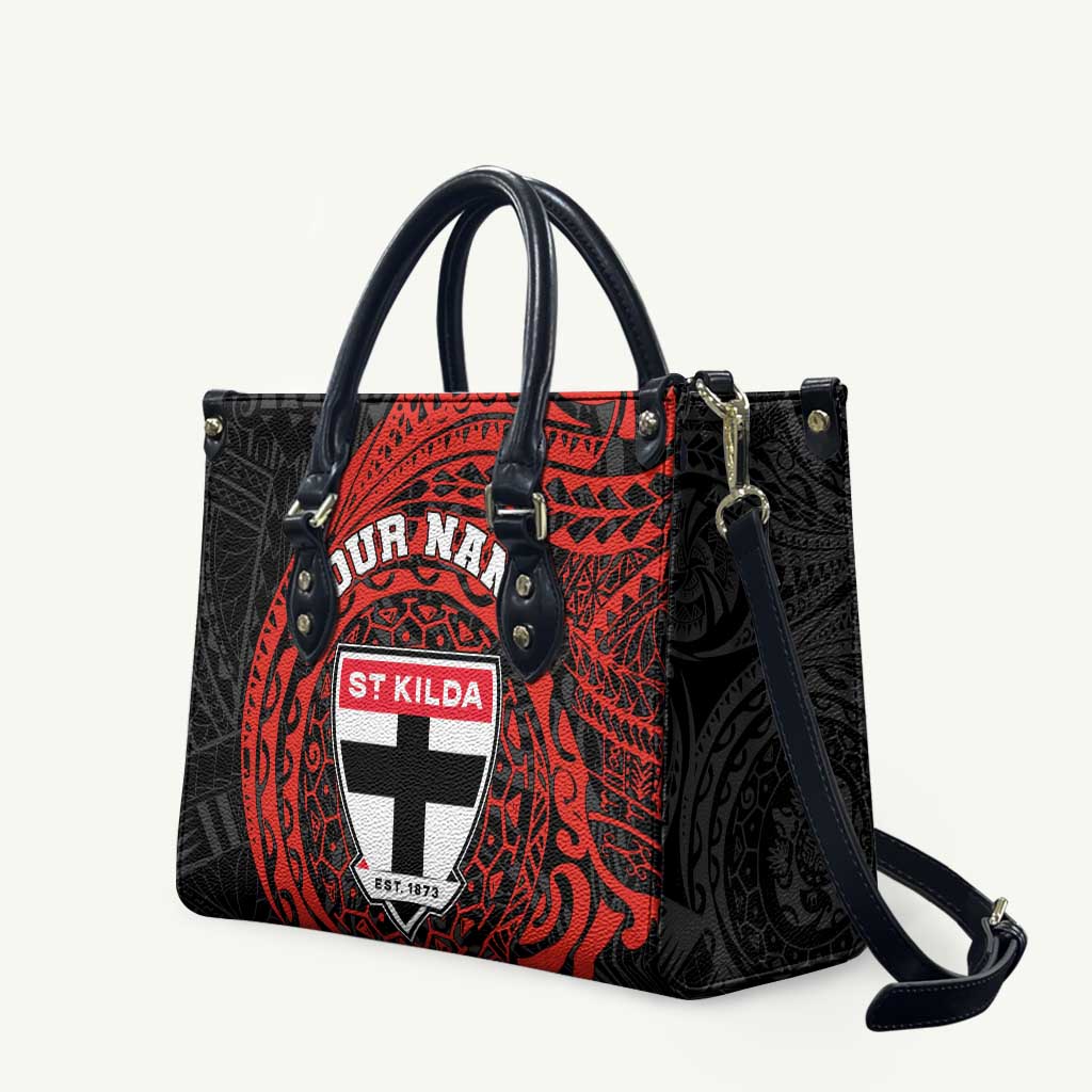 Personalized St Kilda Saints Polynesian Leather Bag Tribal Chest and Sleeve Tattoo Heritage Warrior