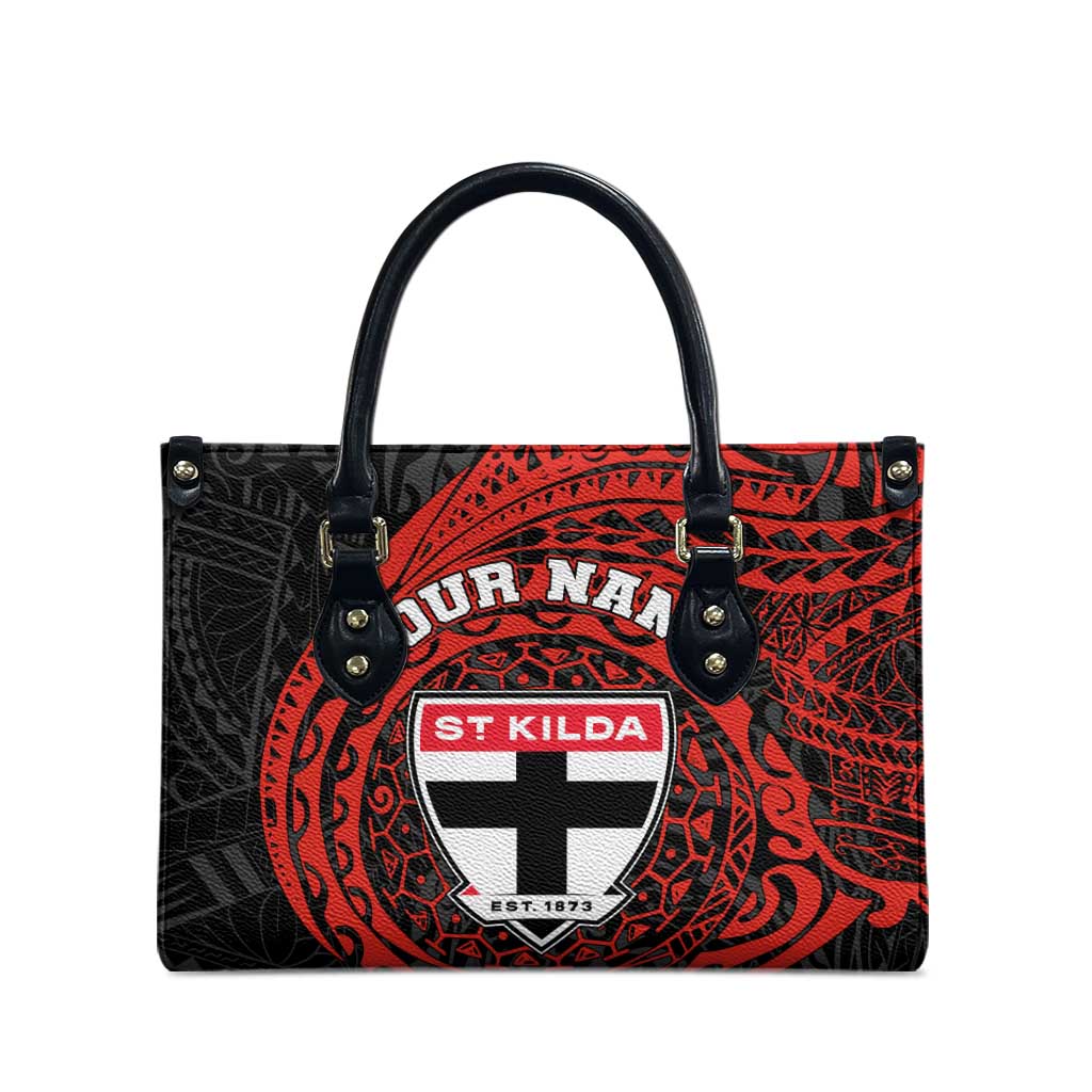 Personalized St Kilda Saints Polynesian Leather Bag Tribal Chest and Sleeve Tattoo Heritage Warrior
