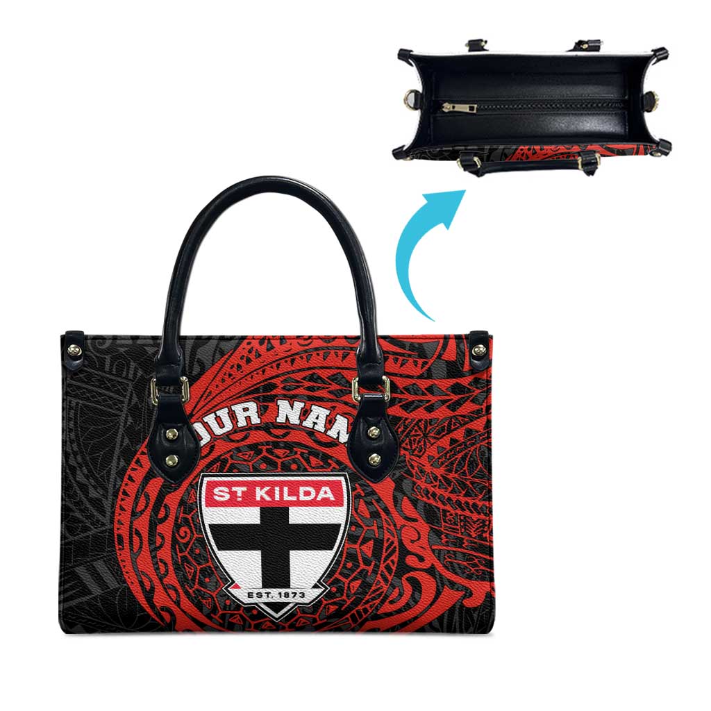 Personalized St Kilda Saints Polynesian Leather Bag Tribal Chest and Sleeve Tattoo Heritage Warrior