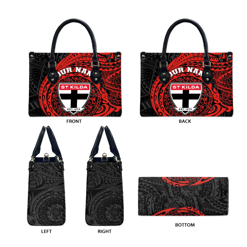 Personalized St Kilda Saints Polynesian Leather Bag Tribal Chest and Sleeve Tattoo Heritage Warrior