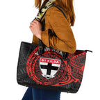 Personalized St Kilda Saints Polynesian Leather Tote Bag Tribal Chest and Sleeve Tattoo Heritage Warrior