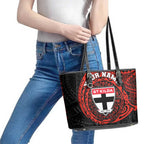 Personalized St Kilda Saints Polynesian Leather Tote Bag Tribal Chest and Sleeve Tattoo Heritage Warrior