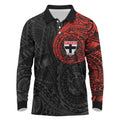 Personalized St Kilda Saints Polynesian Long Sleeve Polo Shirt Tribal Chest and Sleeve Tattoo Heritage Warrior