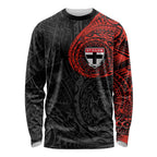 Personalized St Kilda Saints Polynesian Long Sleeve Shirt Tribal Chest and Sleeve Tattoo Heritage Warrior