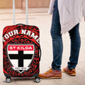 Personalized St Kilda Saints Polynesian Luggage Cover Tribal Chest and Sleeve Tattoo Heritage Warrior