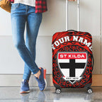 Personalized St Kilda Saints Polynesian Luggage Cover Tribal Chest and Sleeve Tattoo Heritage Warrior
