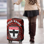 Personalized St Kilda Saints Polynesian Luggage Cover Tribal Chest and Sleeve Tattoo Heritage Warrior