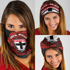 Personalized St Kilda Saints Polynesian Neck Gaiter Tribal Chest and Sleeve Tattoo Heritage Warrior