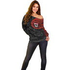 Personalized St Kilda Saints Polynesian Off Shoulder Sweater Tribal Chest and Sleeve Tattoo Heritage Warrior