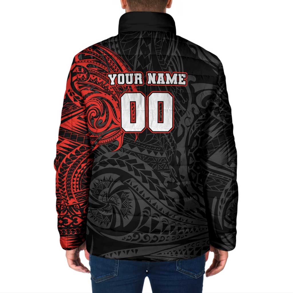 Personalized St Kilda Saints Polynesian Padded Jacket Tribal Chest and Sleeve Tattoo Heritage Warrior
