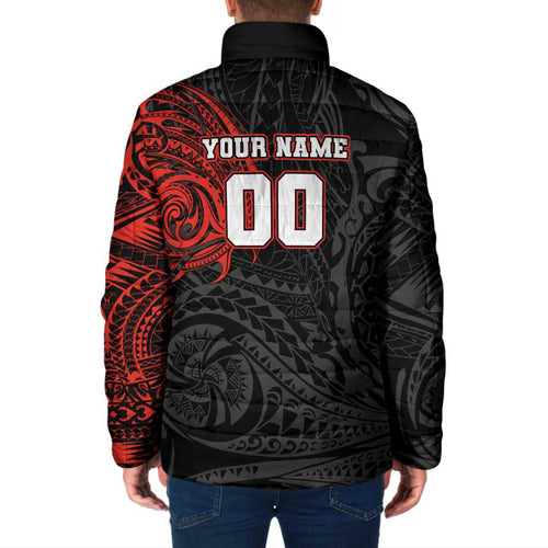 Personalized St Kilda Saints Polynesian Padded Jacket Tribal Chest and Sleeve Tattoo Heritage Warrior