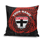 Personalized St Kilda Saints Polynesian Pillow Cover Tribal Chest and Sleeve Tattoo Heritage Warrior