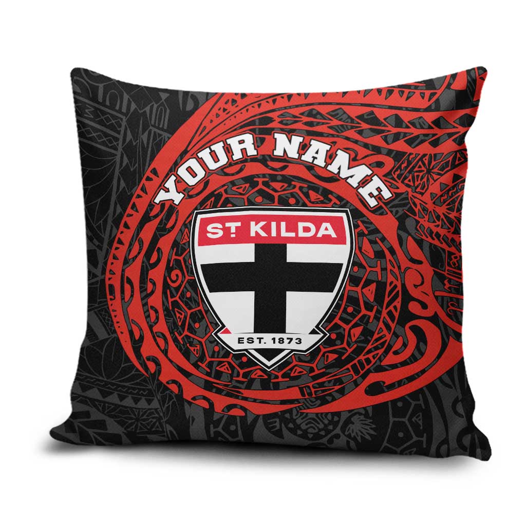 Personalized St Kilda Saints Polynesian Pillow Cover Tribal Chest and Sleeve Tattoo Heritage Warrior
