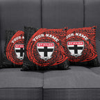 Personalized St Kilda Saints Polynesian Pillow Cover Tribal Chest and Sleeve Tattoo Heritage Warrior