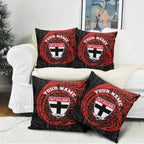 Personalized St Kilda Saints Polynesian Pillow Cover Tribal Chest and Sleeve Tattoo Heritage Warrior